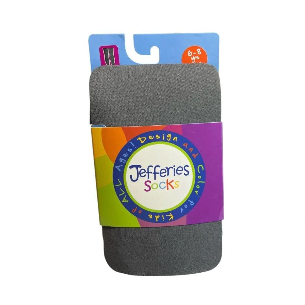 Jefferies Socks Dark Gray Kids Tights 6-8 years old 45-51”h 50-62lbs